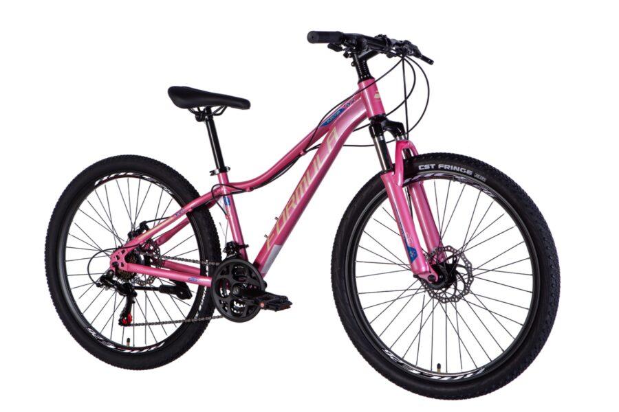 Bicicletă roz de mountain bike, cadru ușor.