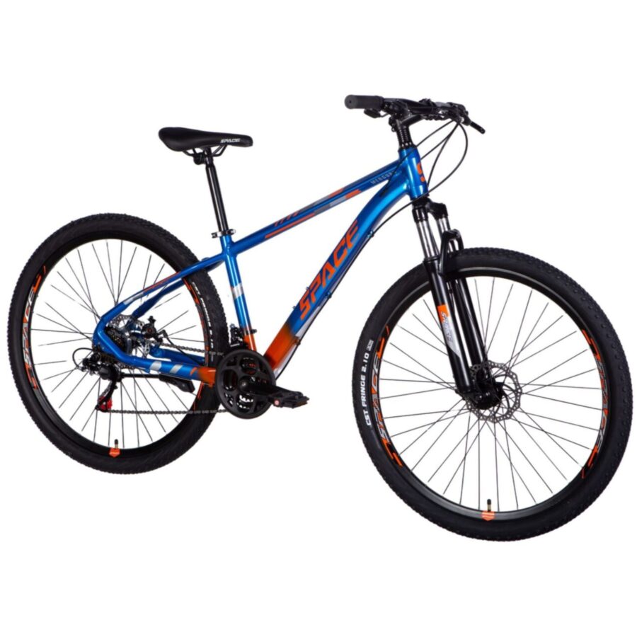 bicicleta mtb mercury aluminiu, 29", 155 175 cm, 21 viteze, albastru/portocale