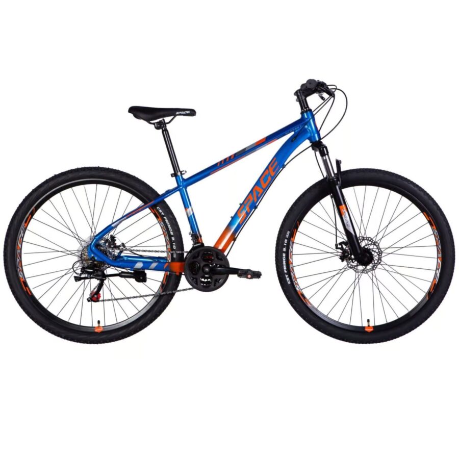 bicicleta mtb mercury aluminiu, 29", 155 175 cm, 21 viteze, albastru/portocale