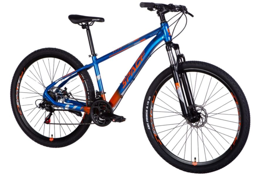 bicicleta mtb mercury aluminiu, 29", 155 175 cm, 21 viteze, albastru/portocale