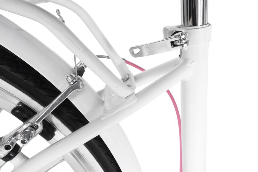 Detaliu cadru bicicleta albă