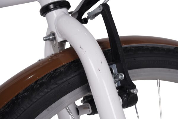 Furcă bicicletă albă cu aripă maro