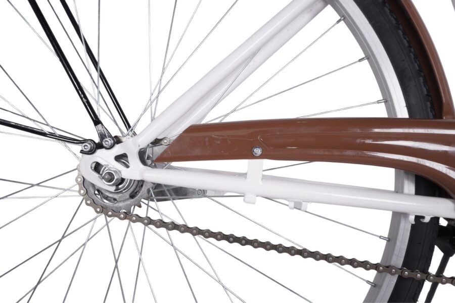 Detaliu bicicletă cu lanț și jantă