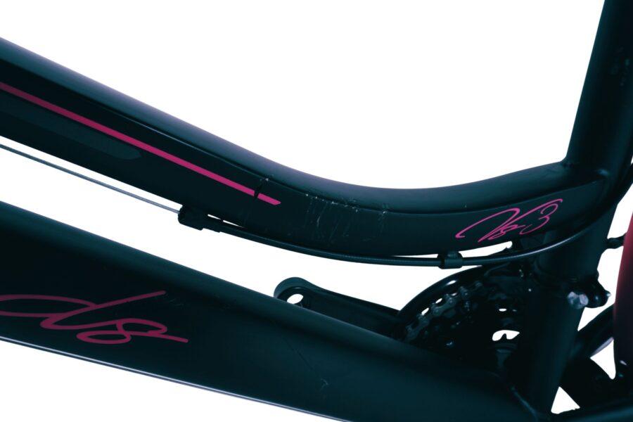 Cadru de bicicletă cu detalii roz