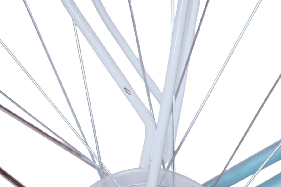 Detalii ale roții de bicicletă albă