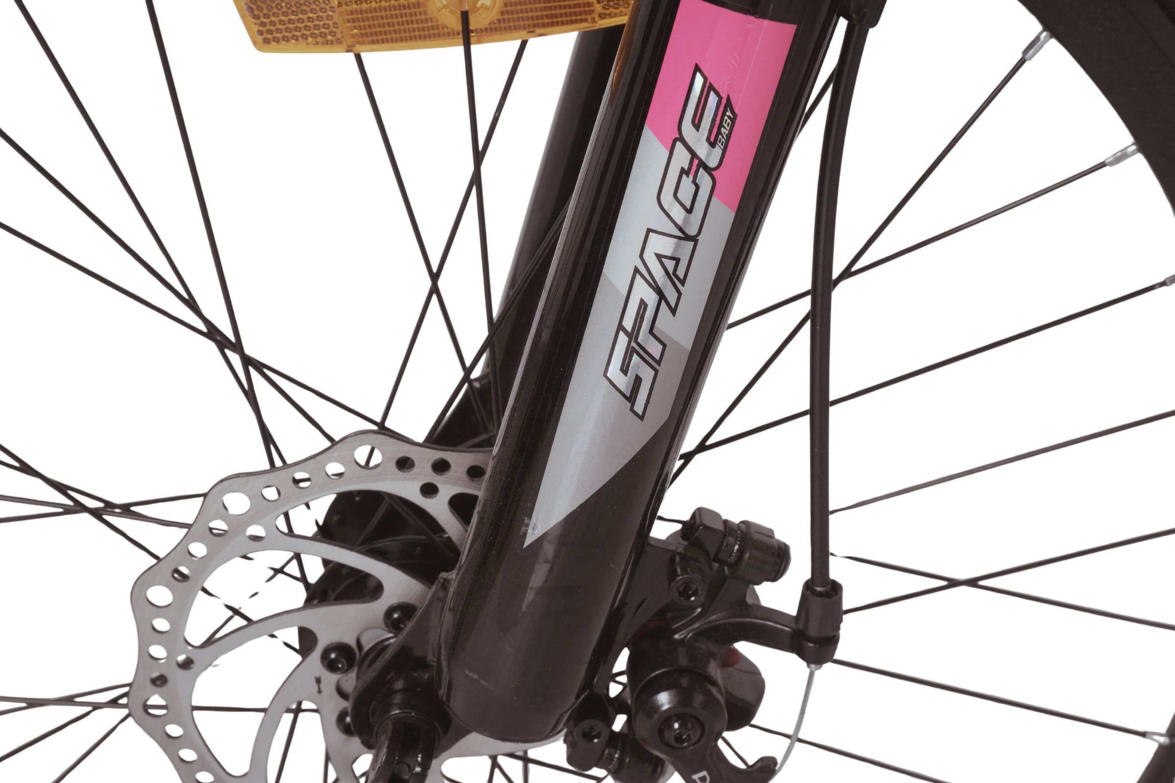 Detaliu furcă bicicletă cu disc frână.