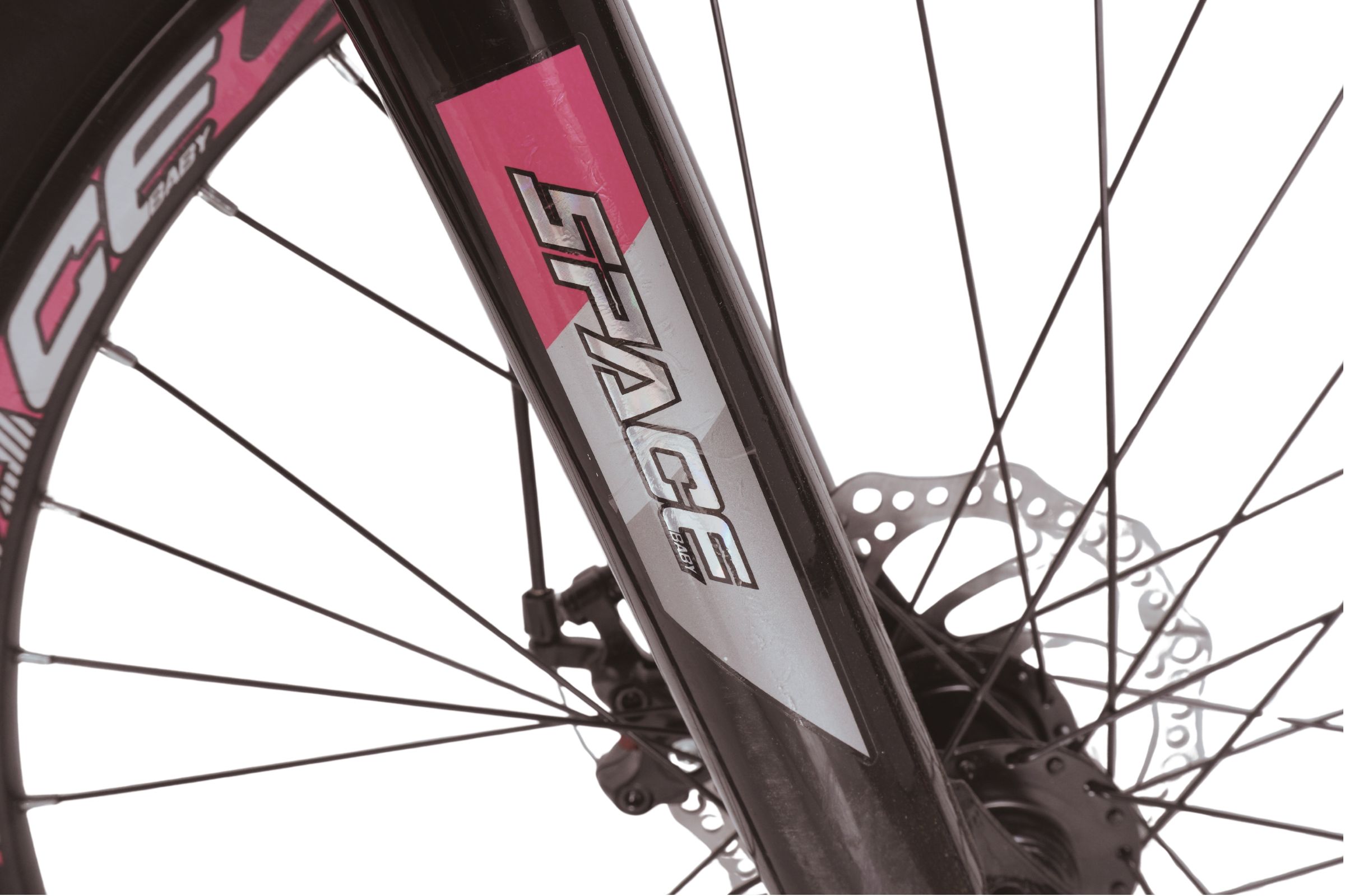 Cadru bicicletă cu etichetă Spade și roți disc