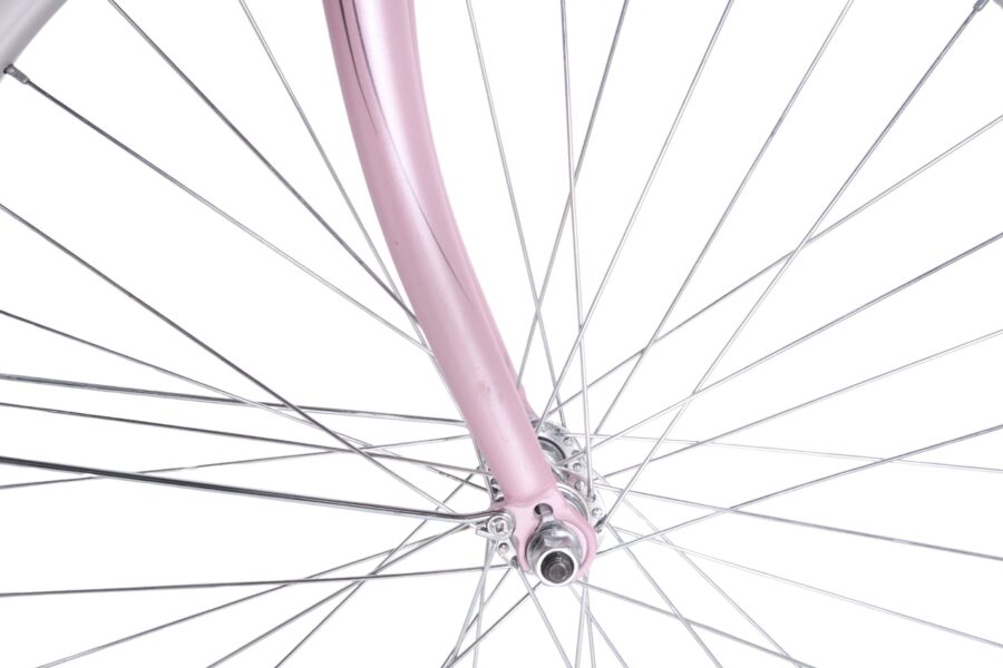 Roată de bicicletă cu furcă roz
