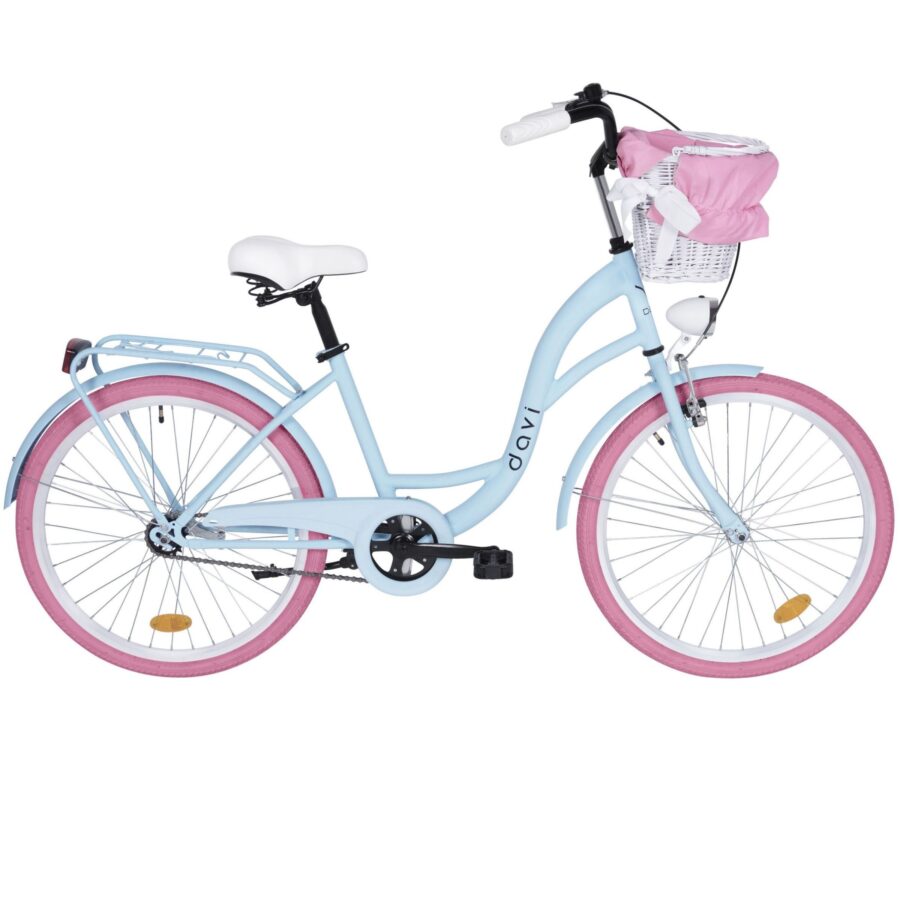 bicicleta copii davi amelia, 1 viteze, 24", 130 165 cm, albastru/roz