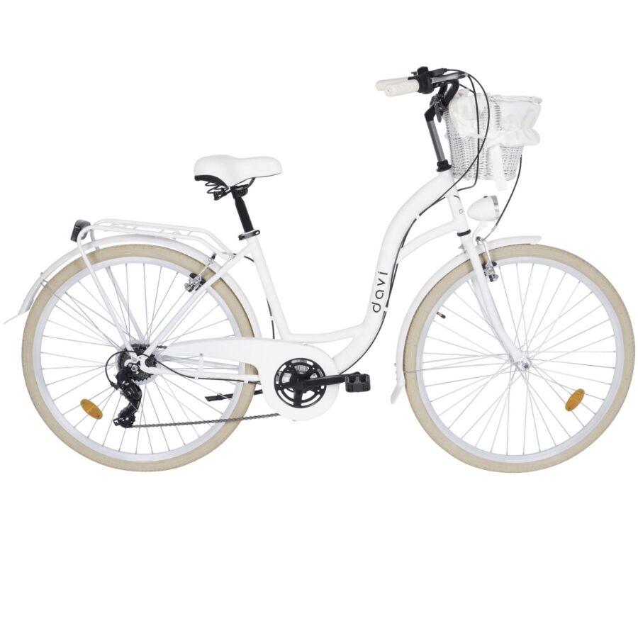 bicicleta dama davi emma 7 viteze, 28", 160 185 cm, alb/crem