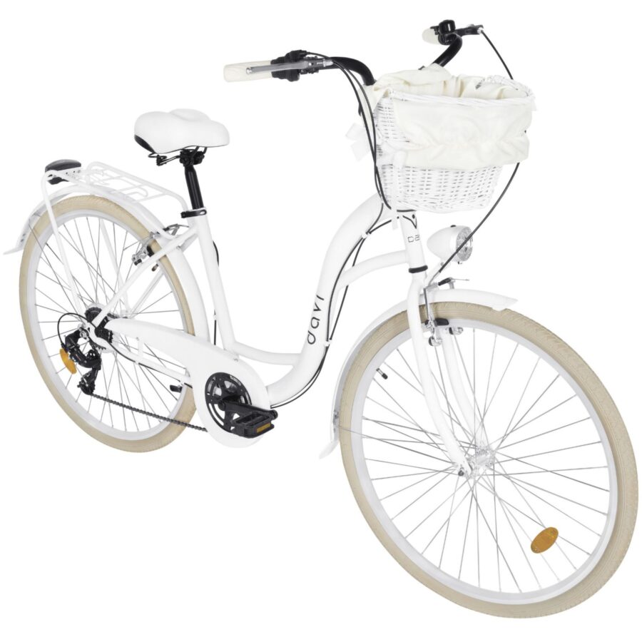 bicicleta dama davi emma 7 viteze, 28", 160 185 cm, alb/crem