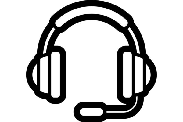 Pictogramă căști cu microfon pentru call center