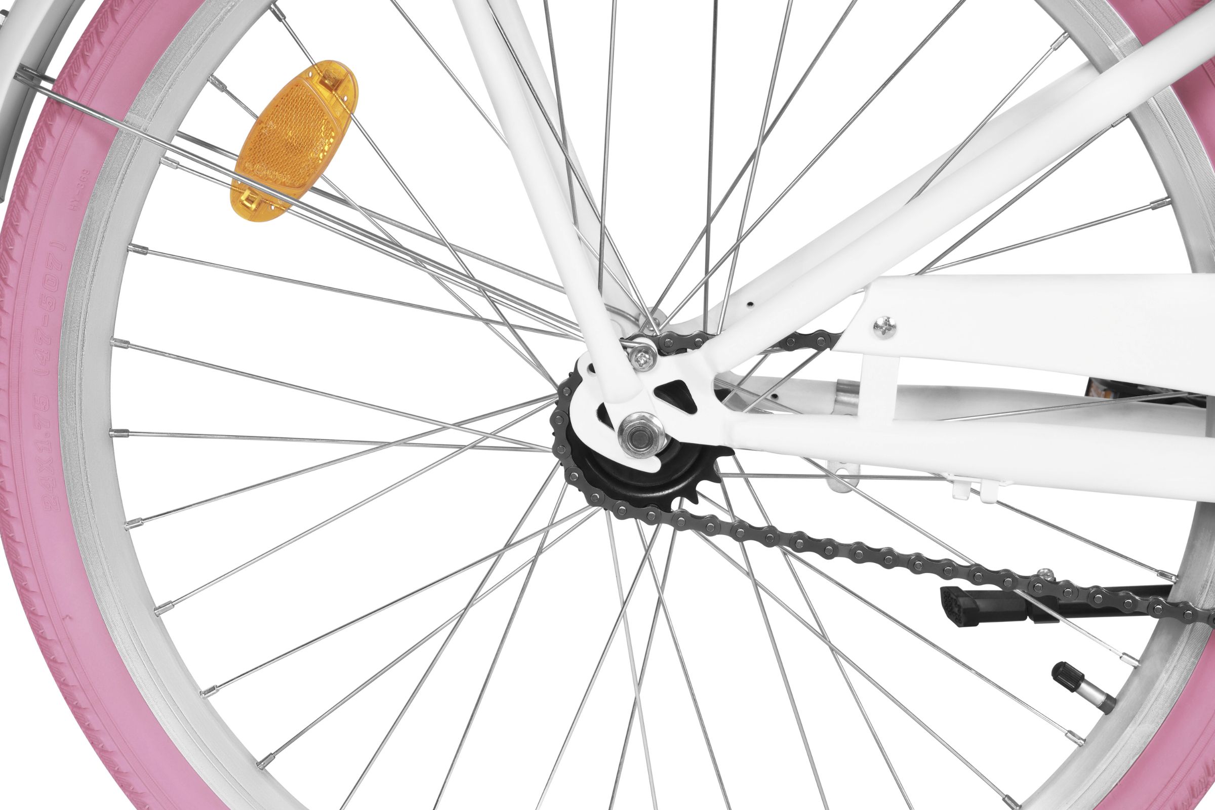 Bicicleta copii Davi Amelia, 1 viteze, 24", 130-165 cm, Alb/Roz - imagine 10