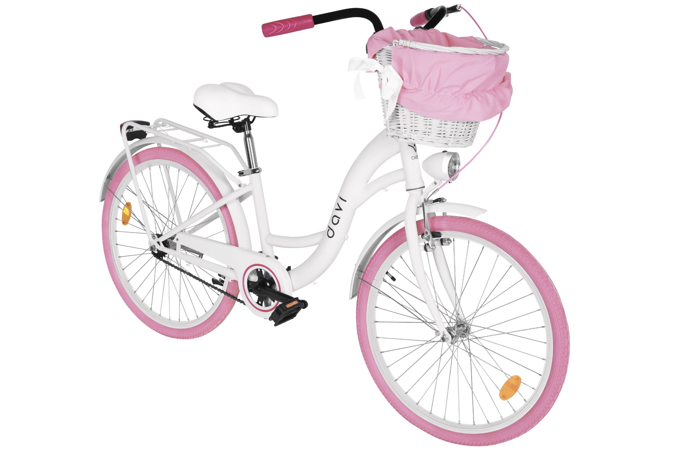 Bicicleta copii Davi Amelia, 1 viteze, 24", 130-165 cm, Alb/Roz - imagine 2