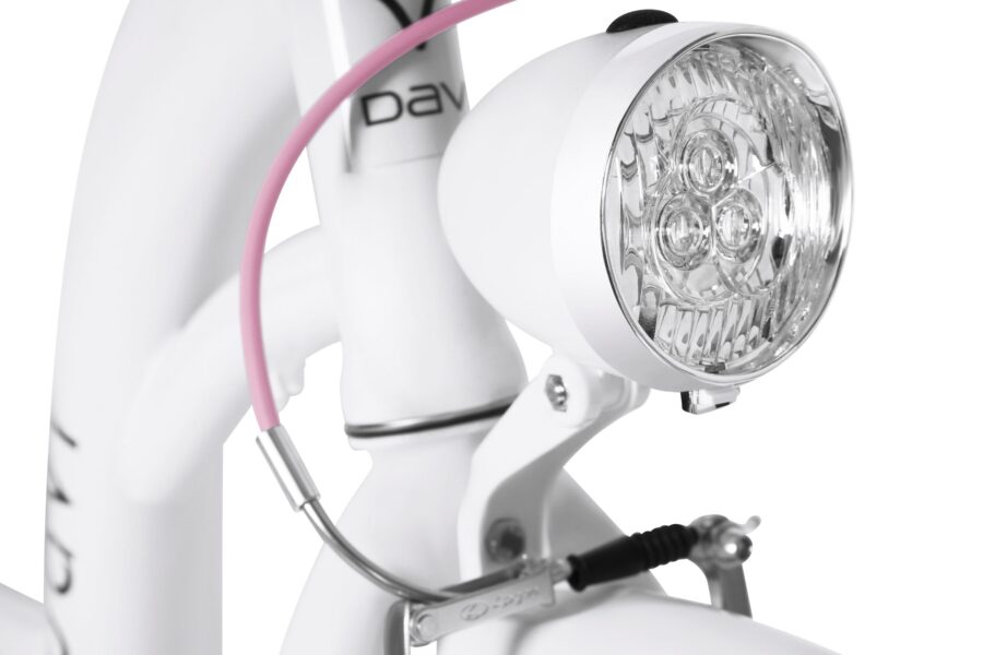 Far alb pentru bicicletă cu detalii elegante