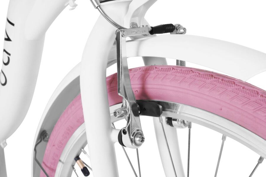 Detaliu despre sistemul de frânare al bicicletei.