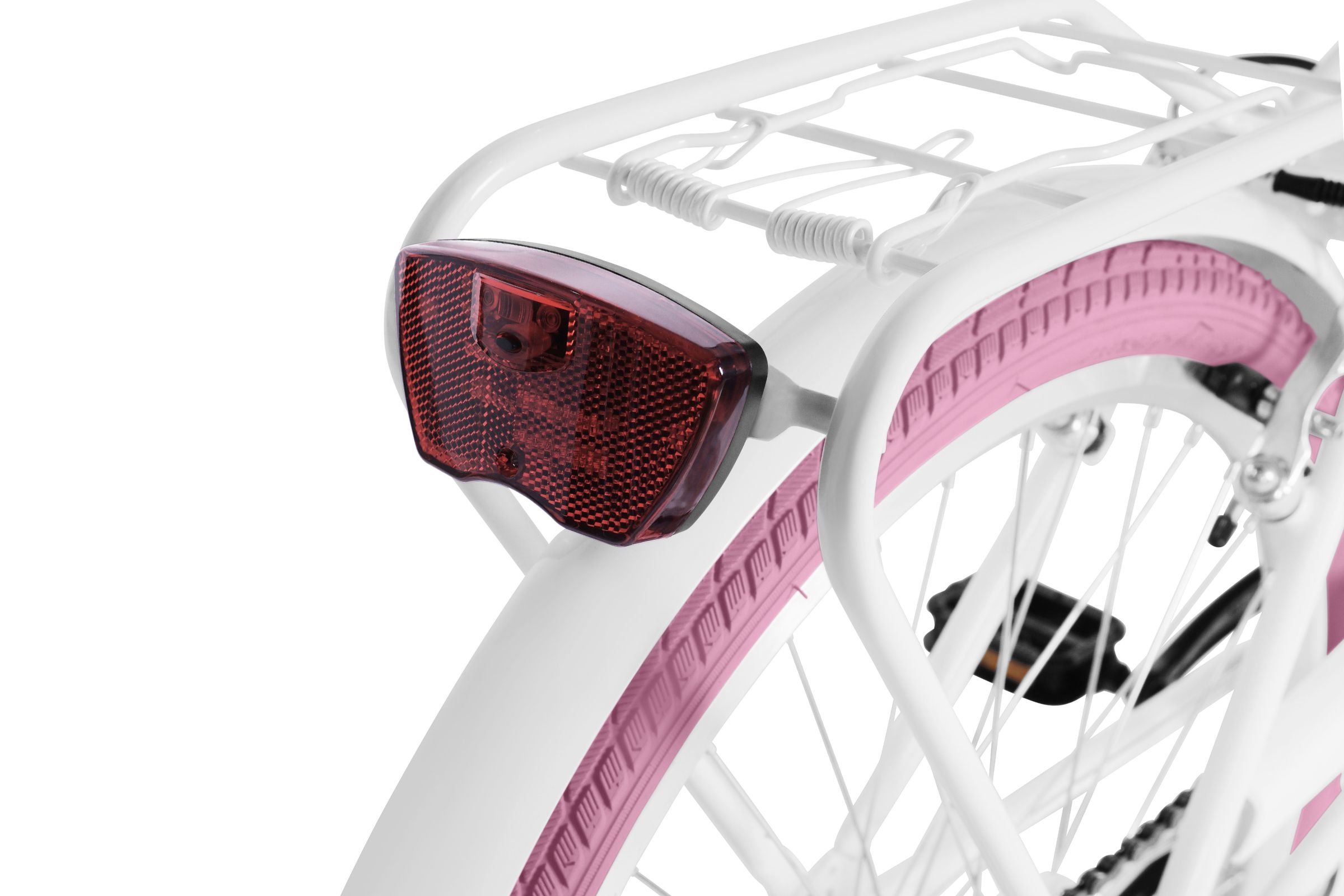 Bicicleta copii Davi Amelia, 1 viteze, 24", 130-165 cm, Alb/Roz - imagine 8