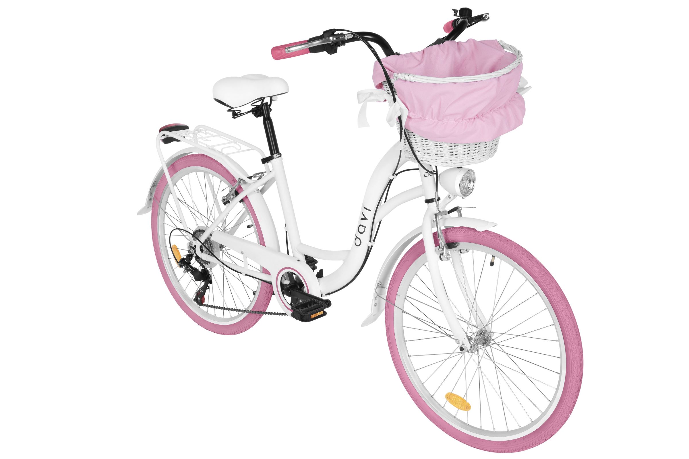Bicicleta copii Davi Amelia 24", 130-165 cm, 7 viteze, Alb/Roz - imagine 2