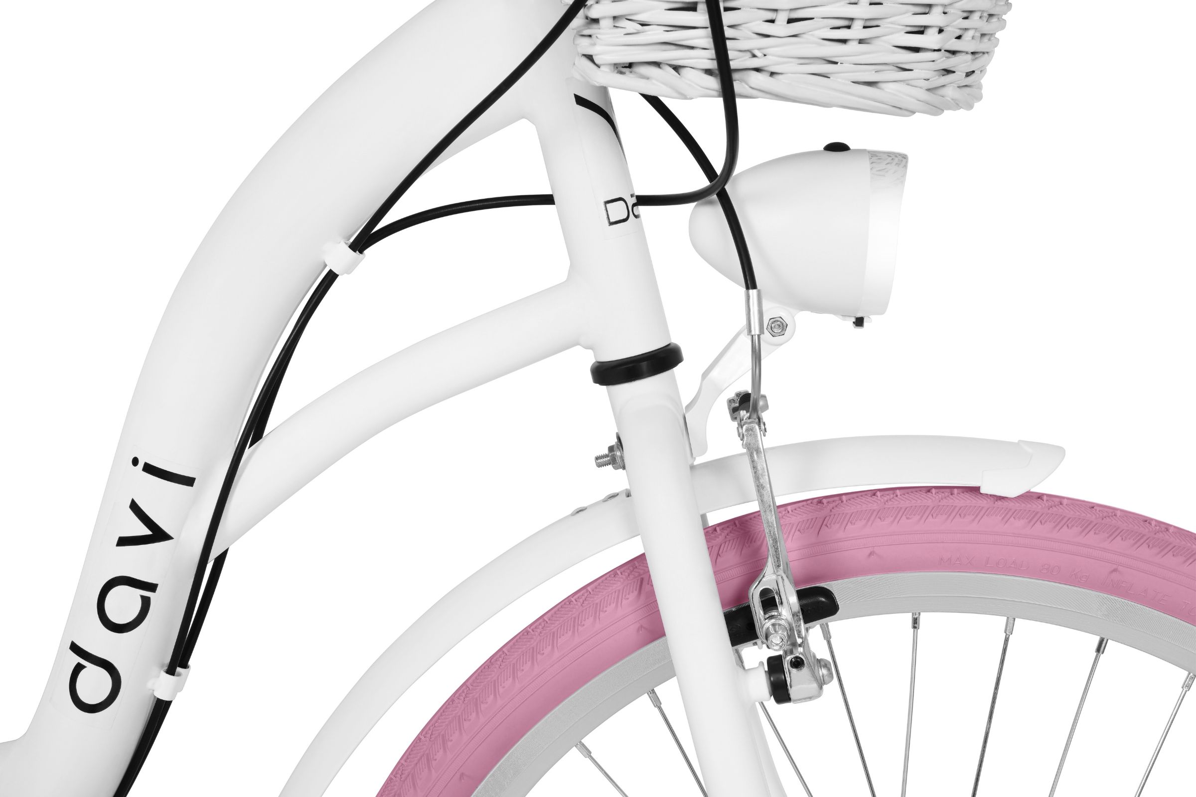 Bicicleta copii Davi Amelia 24", 130-165 cm, 7 viteze, Alb/Roz - imagine 4