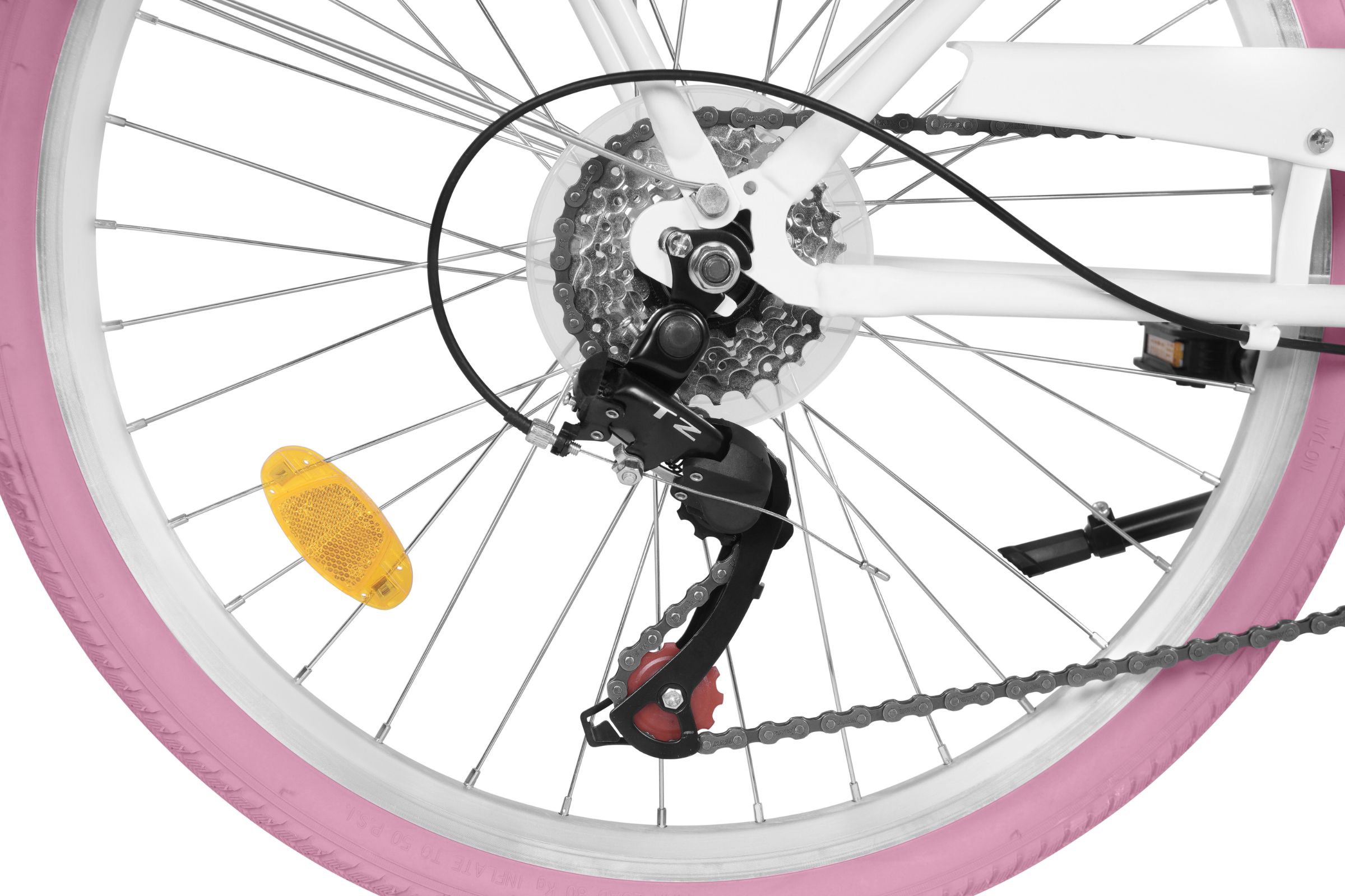 Bicicleta copii Davi Amelia 24", 130-165 cm, 7 viteze, Alb/Roz - imagine 9