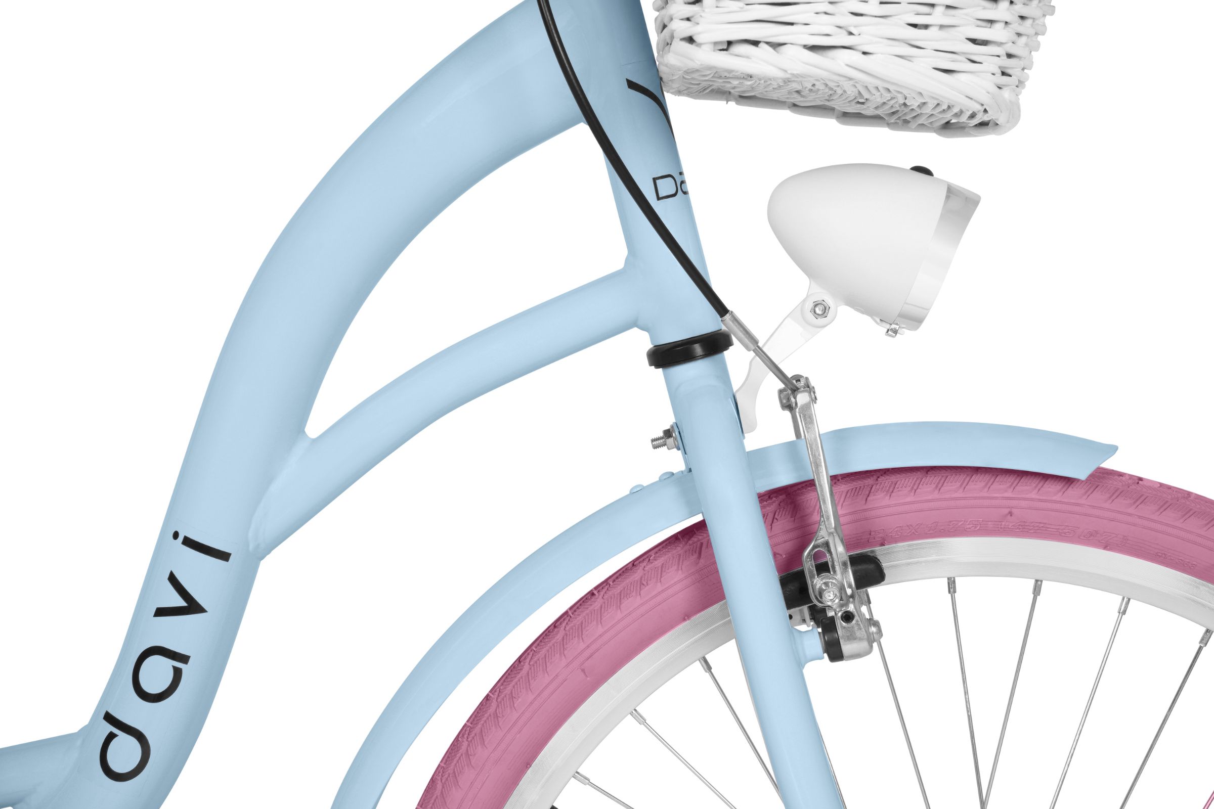 Bicicleta copii Davi Amelia, 1 viteze, 24", 130-165 cm, Albastru/Roz - imagine 8