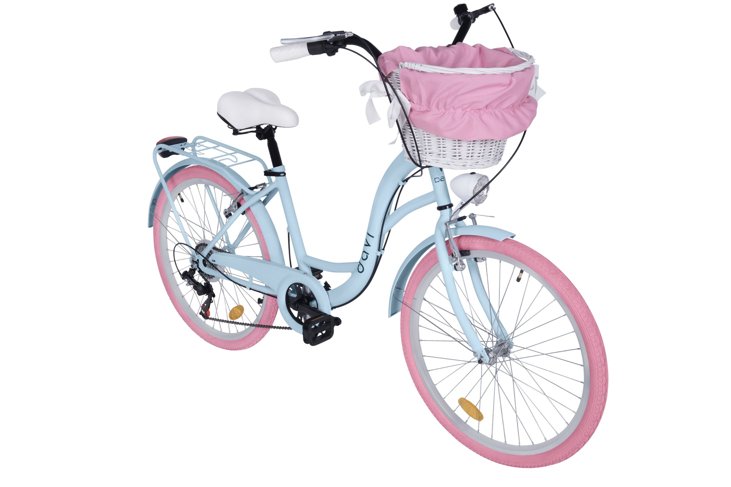 Bicicleta copii Davi Amelia 24", 130-165 cm, 7 viteze, Albastru/Roz - imagine 2