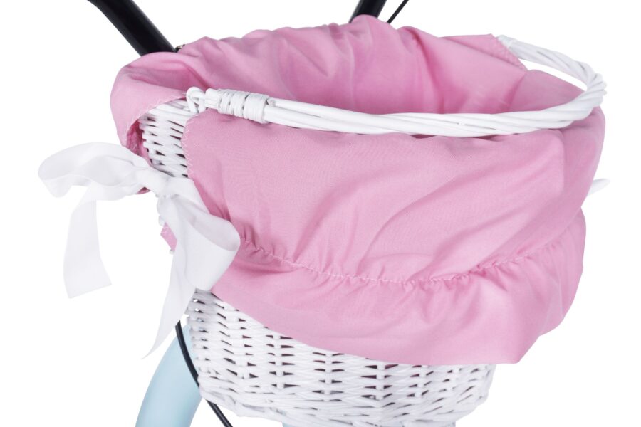 Cos de bicicletă cu țesătură roz drapată