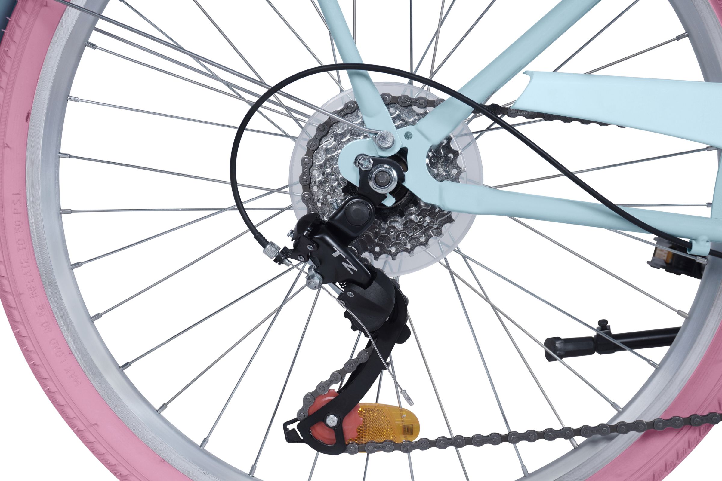 Bicicleta copii Davi Amelia 24", 130-165 cm, 7 viteze, Albastru/Roz - imagine 9