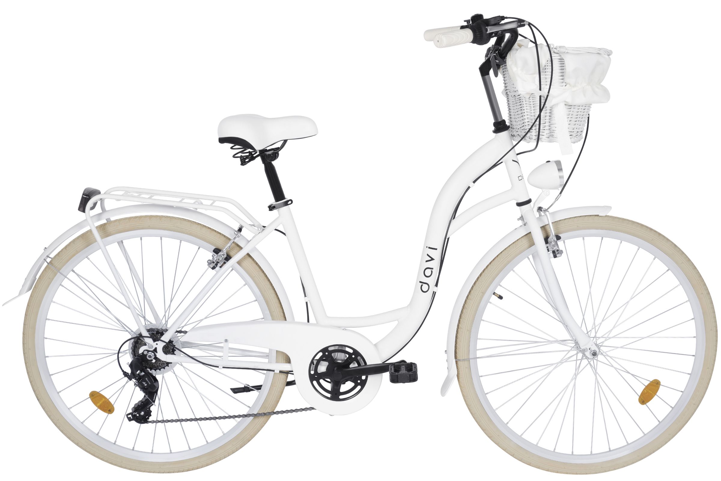 Bicicleta dama Davi Emma 7 viteze, 28", 160-185 cm, Alb/Crem