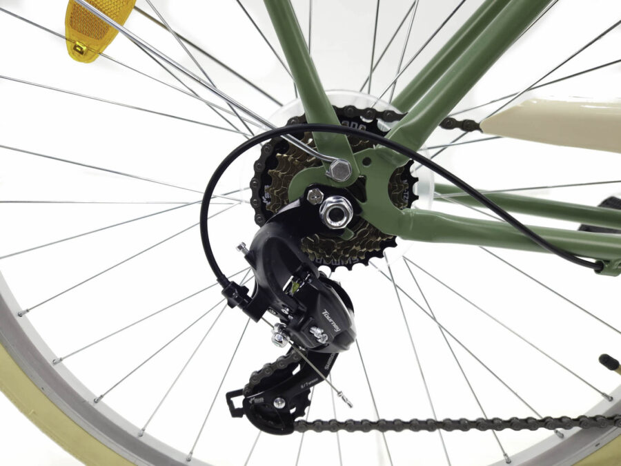 Detaliu mecanism bicicletă cu transmisie