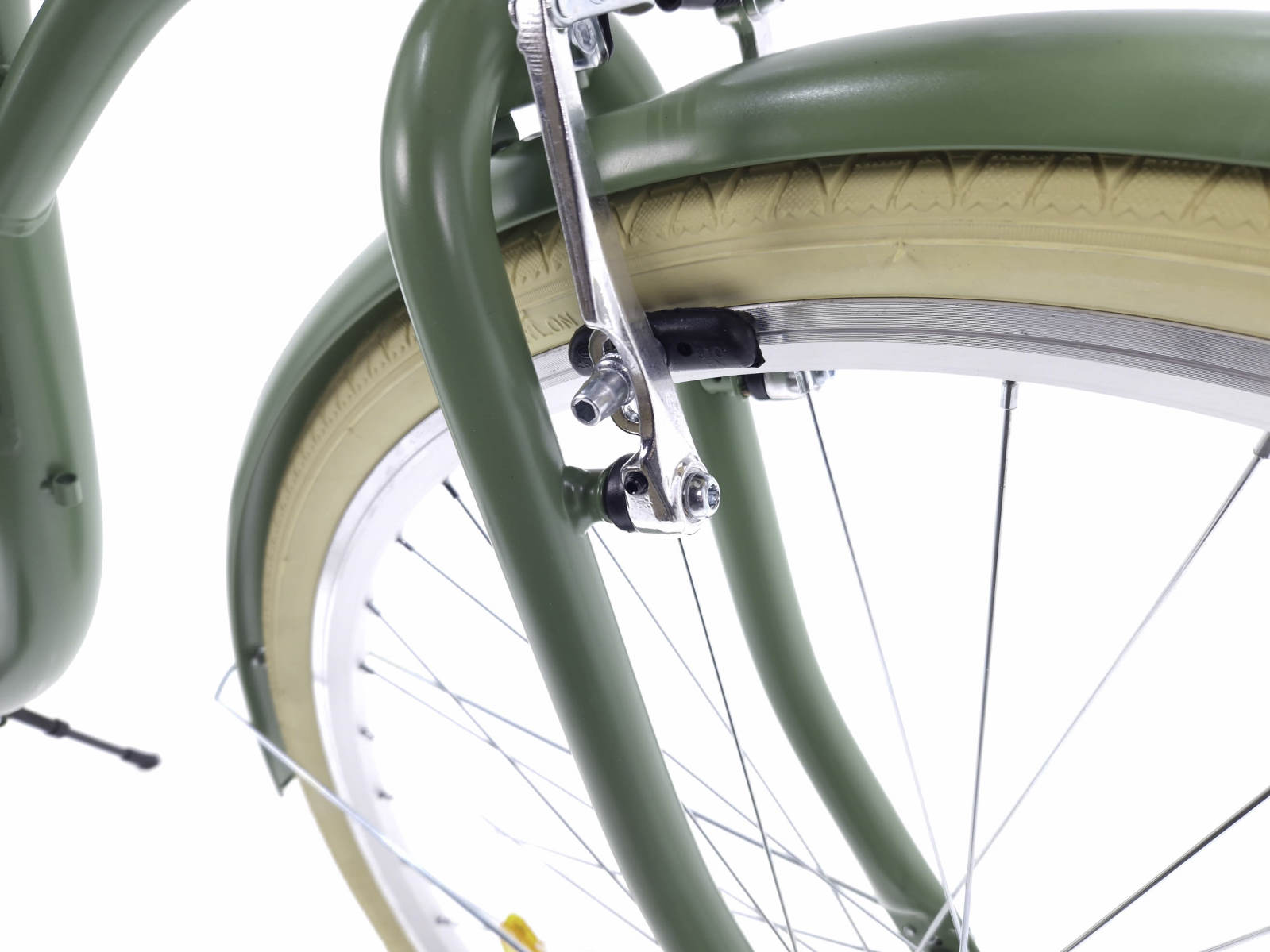 Vedere detaliată a roții din față a bicicletei