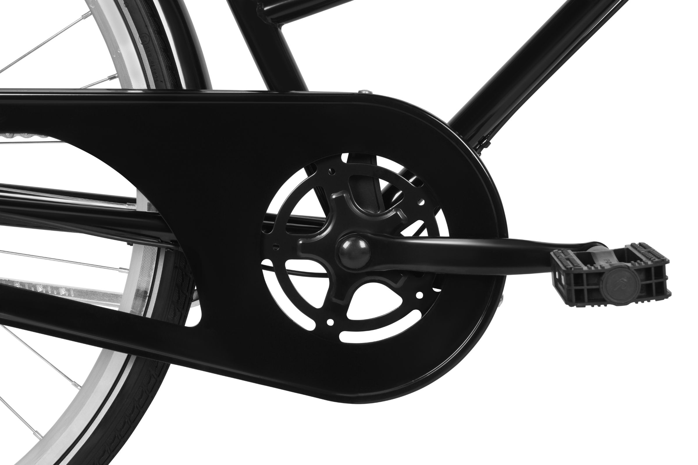 Lanț și pedale bicicletă neagră, detaliu mecanic