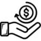 Mână ținând simbol dolar înconjurat săgeată