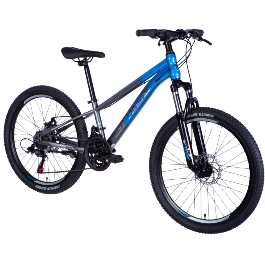 bicicleta copii mars 24", 130 160 cm, 21 viteze, albastru/gri