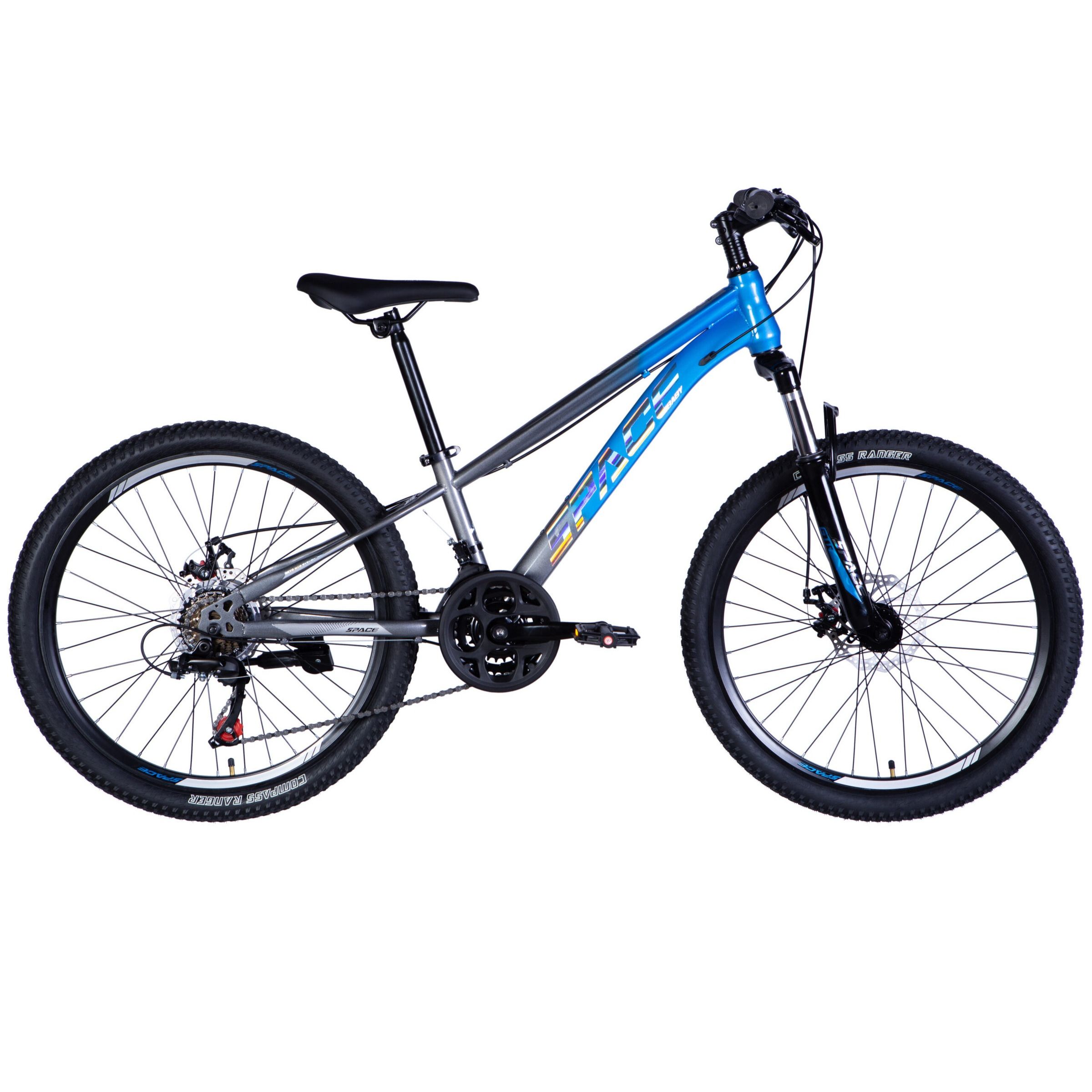Bicicleta copii Mars 24", 130-160 cm, 21 viteze, Albastru/Gri