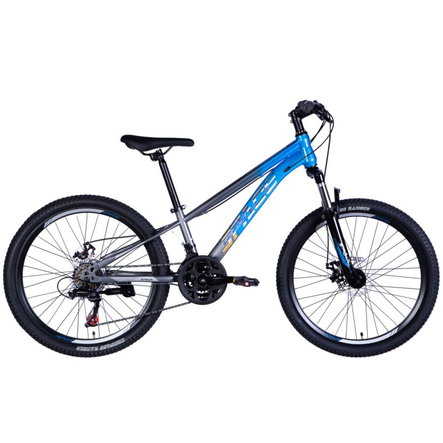 bicicleta copii mars 24", 130 160 cm, 21 viteze, albastru/gri