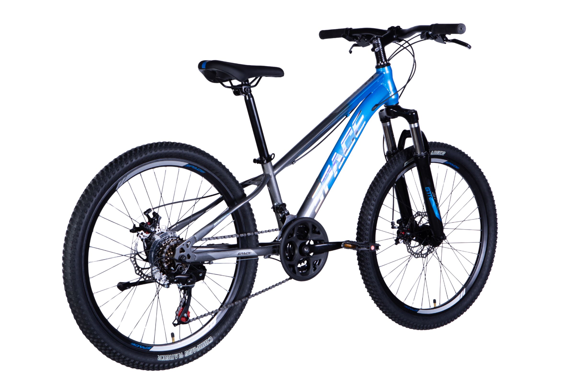 bicicleta copii mars 24", 130 160 cm, 21 viteze, albastru/gri