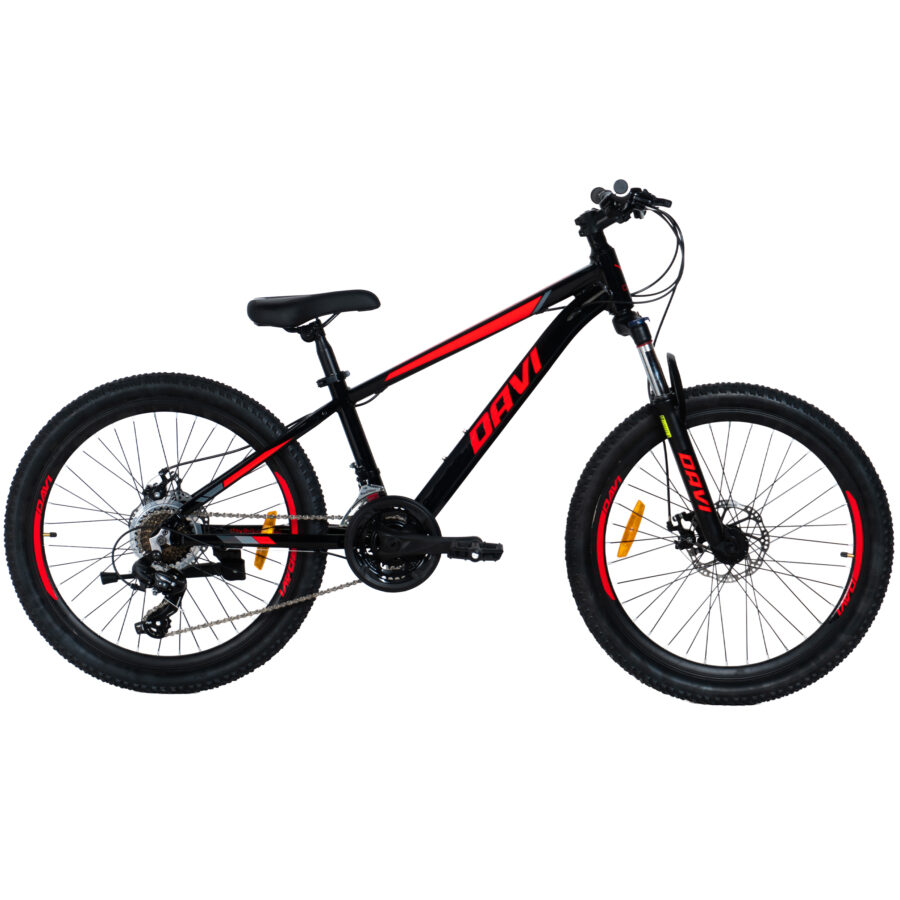bicicleta copii davi montaro aluminiu, 24", 130 160 cm, 21 viteze, roşu/negru