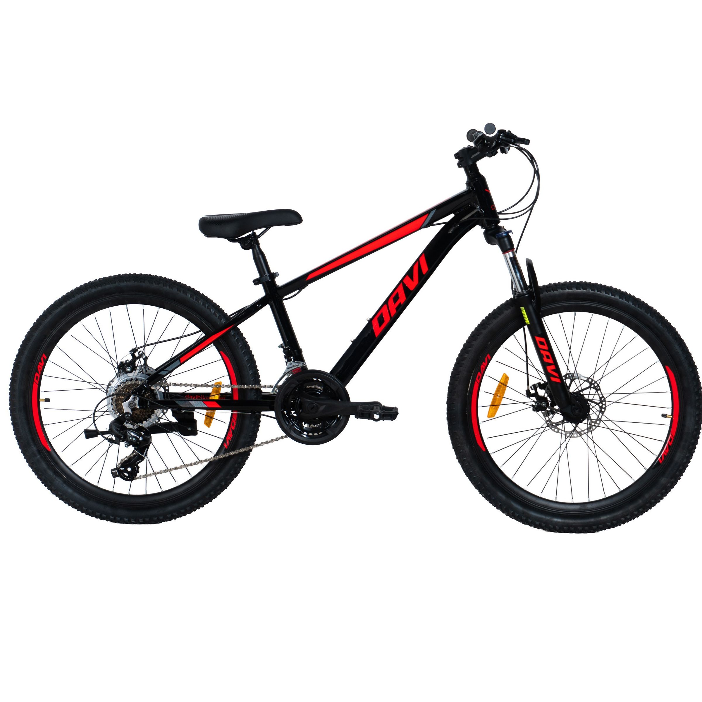 Bicicleta copii Davi Montaro Aluminiu, 24", 130-160 cm, 21 viteze, Roşu/Negru