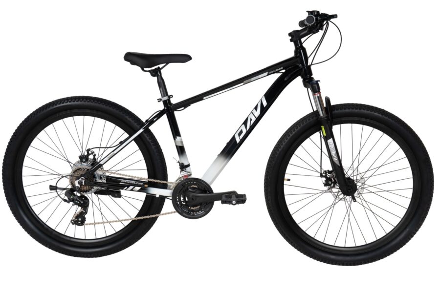 bicicleta mtb davi montaro aluminiu, 27.5", 160 185 cm, 21 viteze, negru/alb