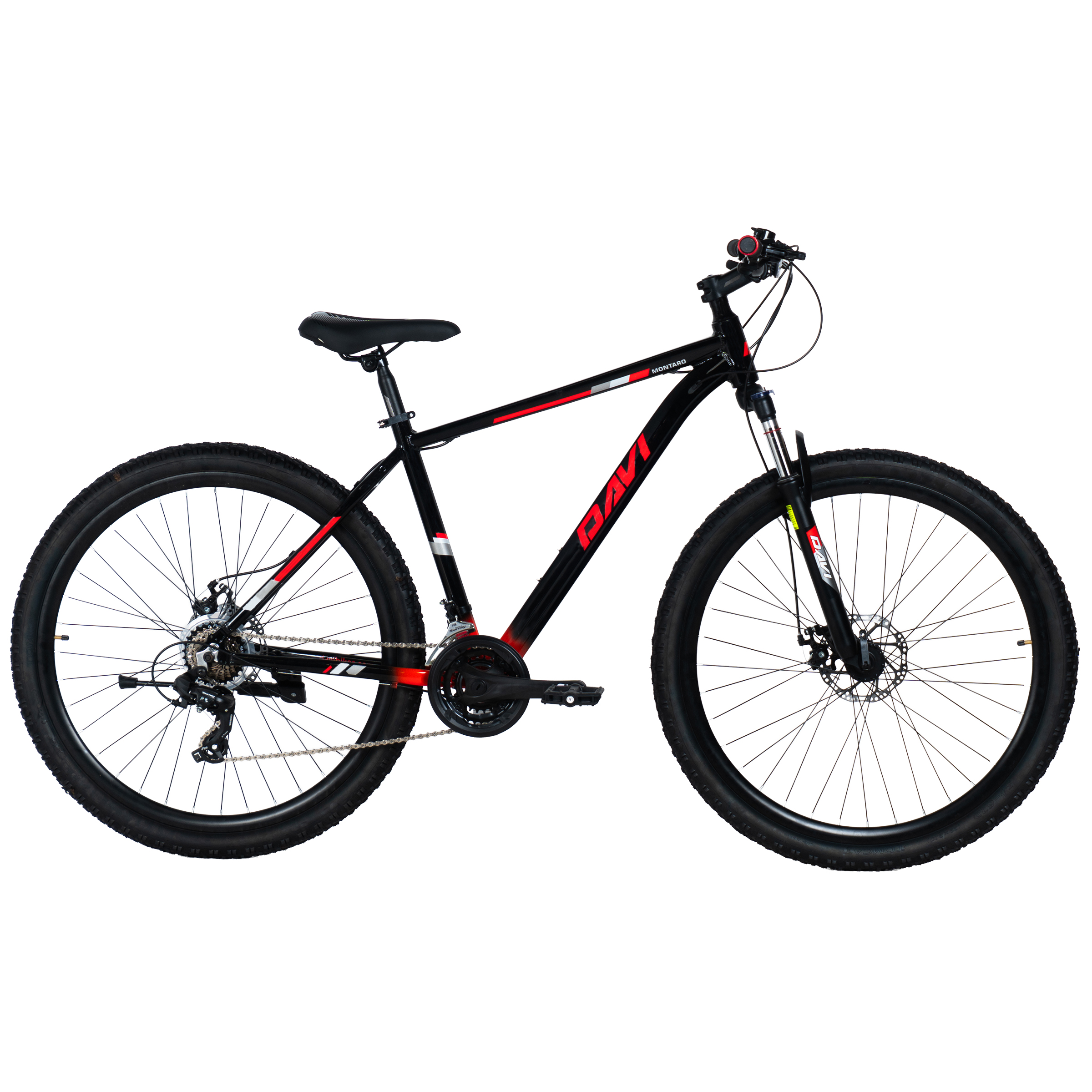 bicicleta mtb davi montaro aluminiu, 29", 170 195 cm, 21 viteze, negru/rosu