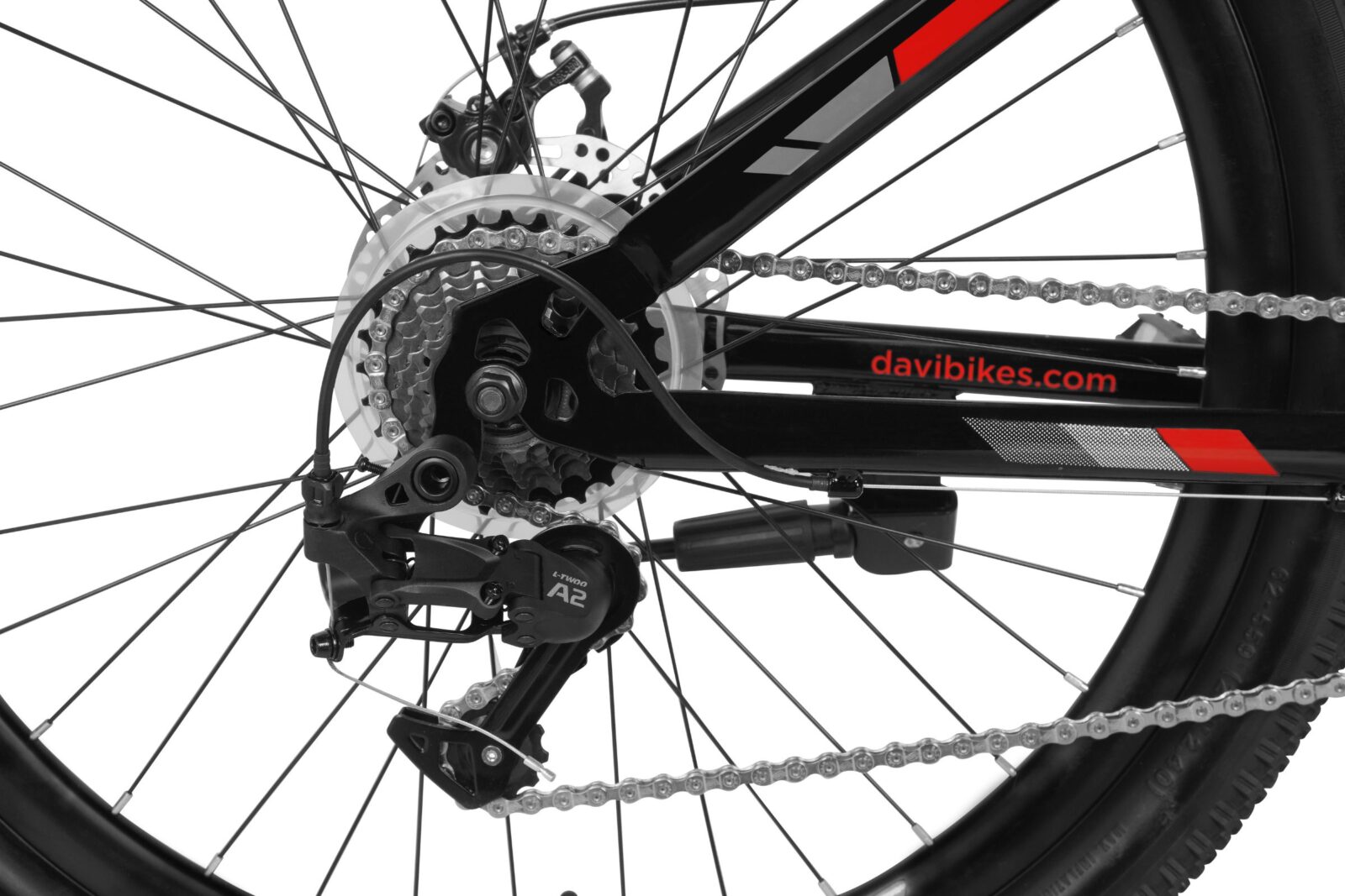 bicicleta copii davi terrano 24", 130 160 cm, 21 viteze, negru/rosu