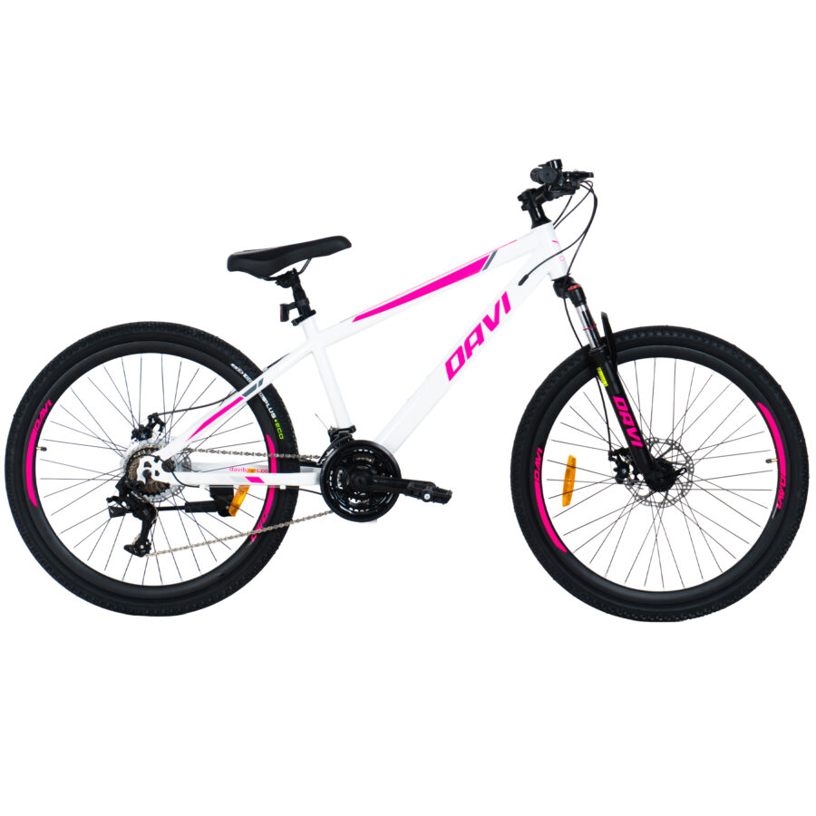 bicicleta mtb davi bonita 26", 145 170 cm, 21 viteze, alb/roz