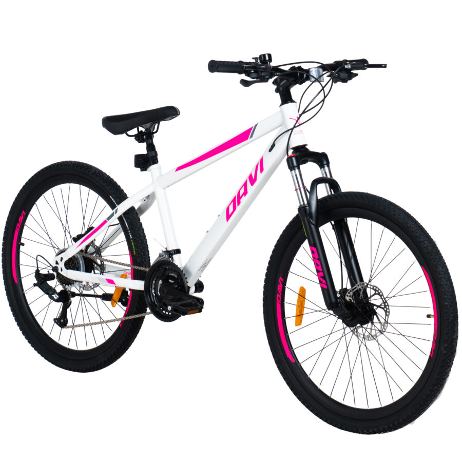 bicicleta mtb davi bonita 26", 145 170 cm, 21 viteze, alb/roz