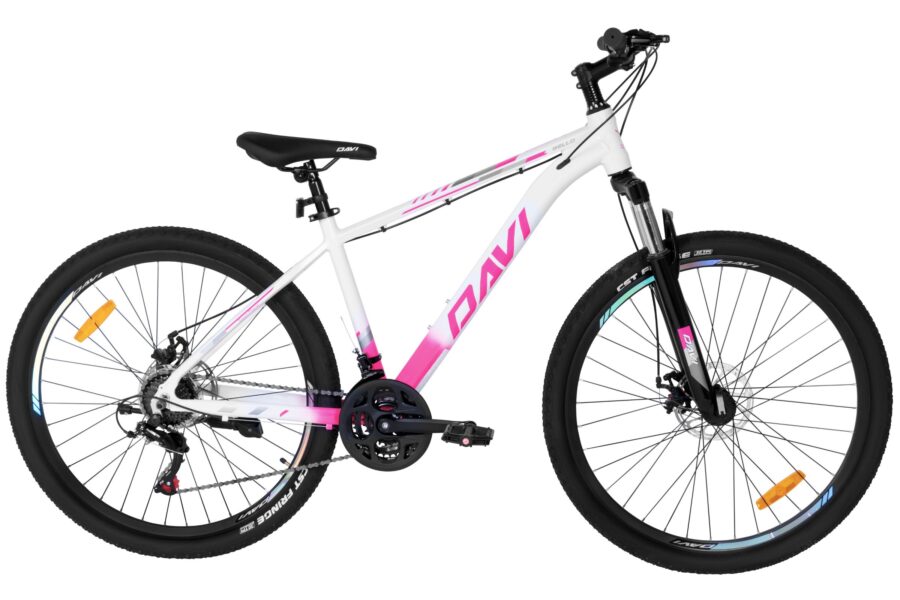 bicicleta mtb davi bella aluminiu, 27.5", 160 185 cm, 21 viteze, roz/alb (copy)