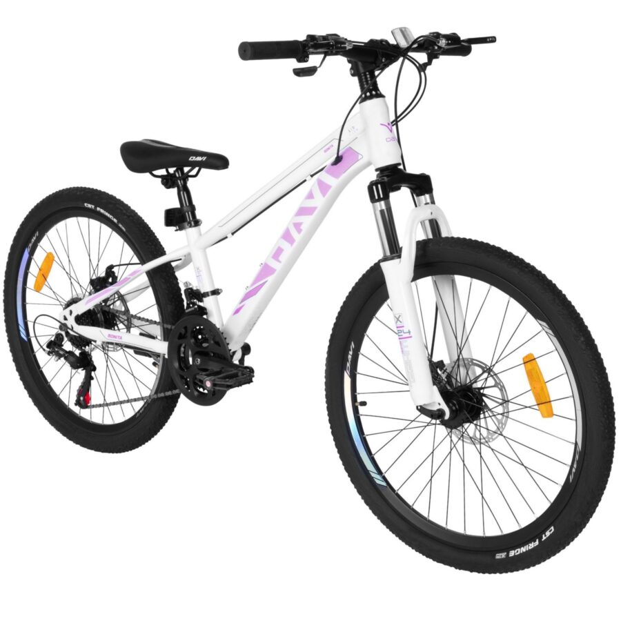bicicleta copii davi bonita 24", 130 160 cm, 21 viteze, roz/alb