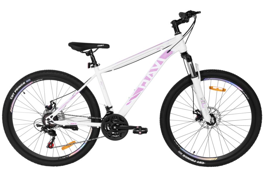 bicicleta mtb davi bonita 27.5", 160 185 cm, 21 viteze, alb/roz