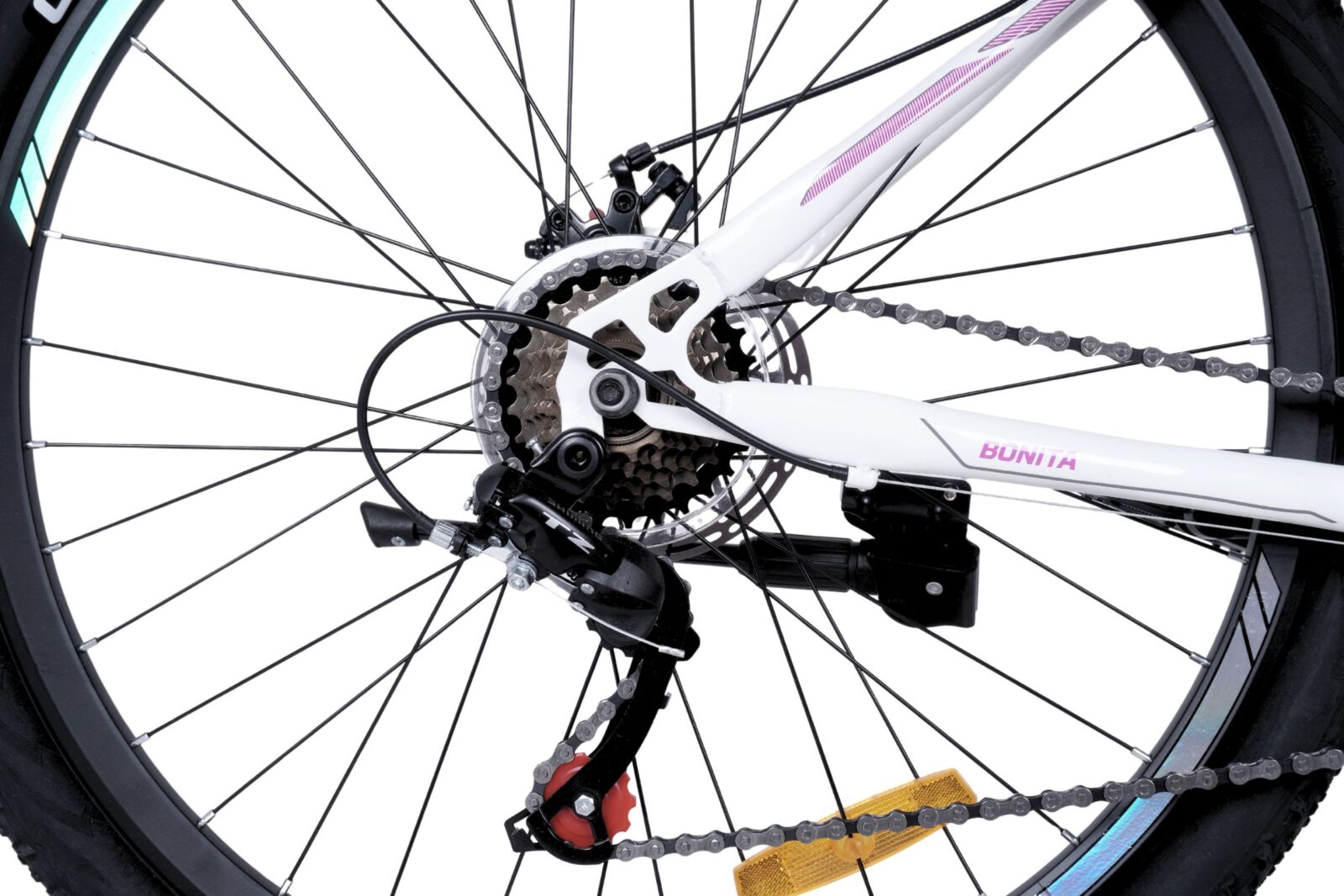 bicicleta mtb davi bonita 27.5", 160 185 cm, 21 viteze, alb/roz