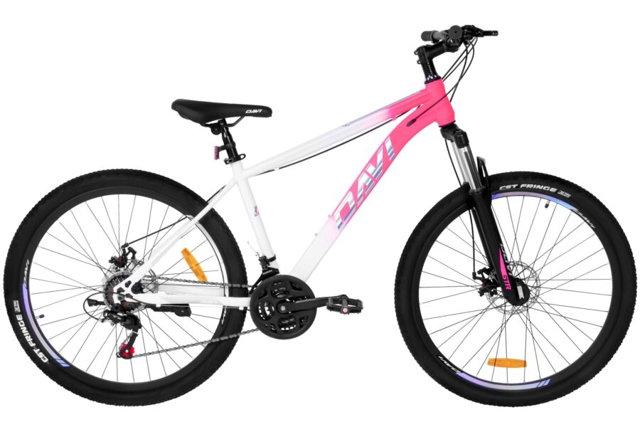 bicicleta mtb bonita 27.5", 160 185 cm, 21 viteze, roz/alb