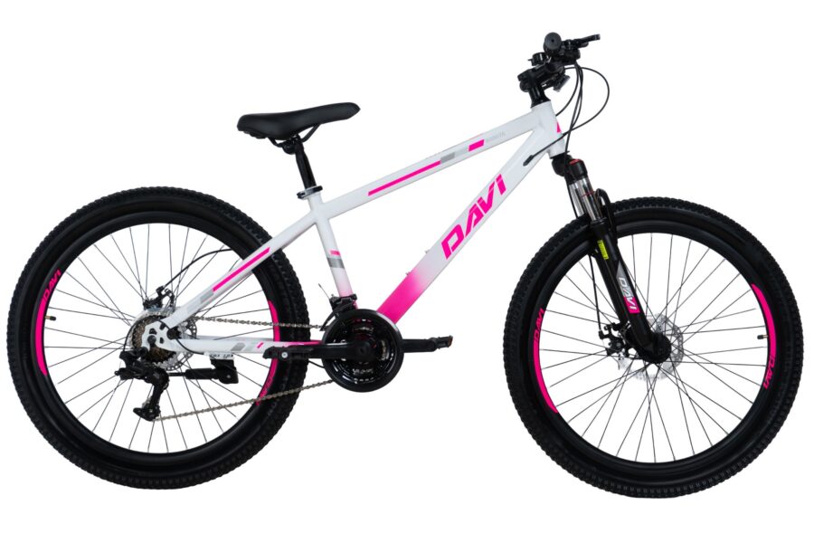 bicicleta mtb davi bonita 26", 145 170 cm, 21 viteze, roz/alb